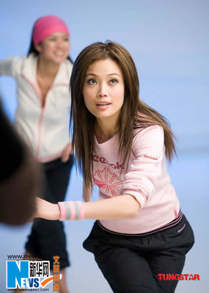 Hong Kong pop diva Joey Yung poses for promos for a sportswear brand, as shown in this picture published on Wednesday, October 8, 2008. 