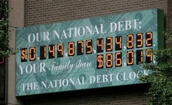 The National Debt Clock in New York's Times Square reflects debt levels in the United States. 