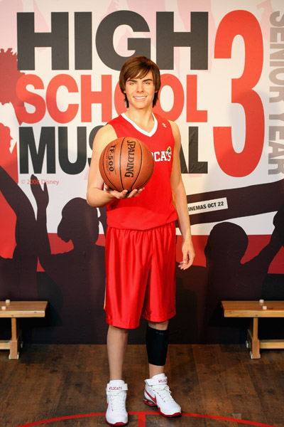  A wax model of US actor Zac Efron is unveiled at Madame Tussauds waxworks museum in London, Thursday Oct. 9, 2008. The waxwork represents Efron's character in the recently released film 'High School Musical 3: Senior Year', the basketball team captain Troy Bolton.