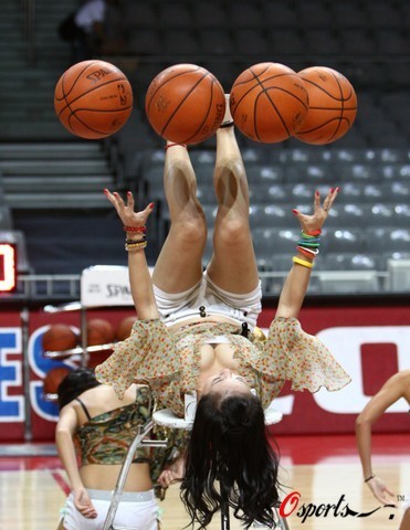 A cheerleader takes part in a performance before a basketball exhibition game between NBA's Golden State Warriors and Milwaukee Bucks at Guangzhou Gymnasium in Guangzhou, southern city of China Wednesday, Oct. 15, 2008.