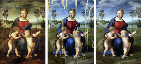  After 10 years of painstaking study and restoration that tested both cutting edge technology and human patience, one of the greatest masterpieces of the Italian Renaissance is returning to the public. Raphael's 'Madonna of the Goldfinch' is a survivor.