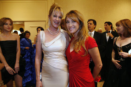 Actresses Melanie Griffith (L) and Jane Seymour pose at the 30th Carousel of Hope gala in Beverly Hills, California October 25, 2008. The evening benefits the Barbara Davis Center for Childhood Diabetes.