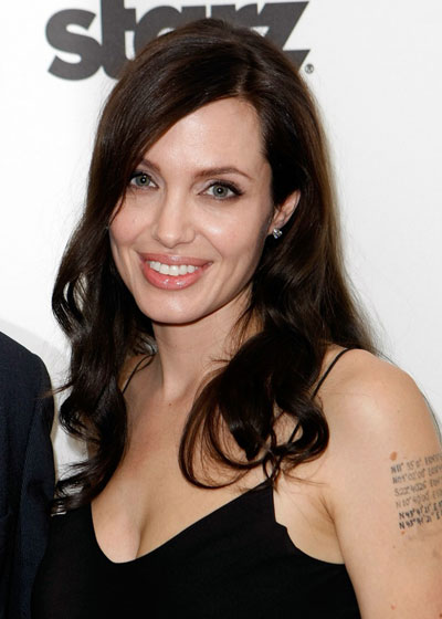 Angelina Jolie poses at the Hollywood Film Festival's Gala Ceremony held at Beverly Hilton Hotel on October 27, 2008 in Beverly Hills, California. 