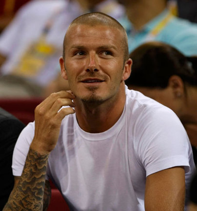 Soccer player David Beckham attends the men's basketball gold medal game between Spain and the U.S. at the Beijing 2008 Olympic Games, August 24, 2008.
