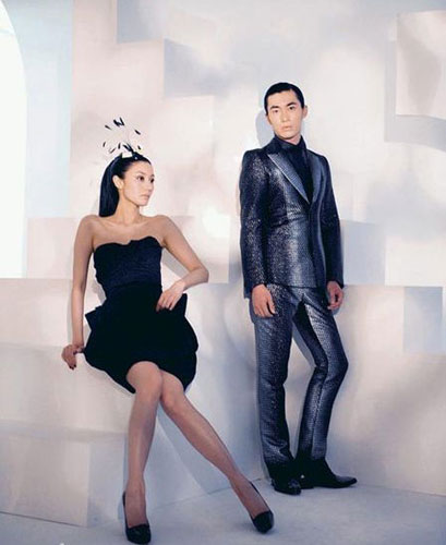 Michele Lee (L) is seen in a new photo ad with model Jeffrey Zheng.