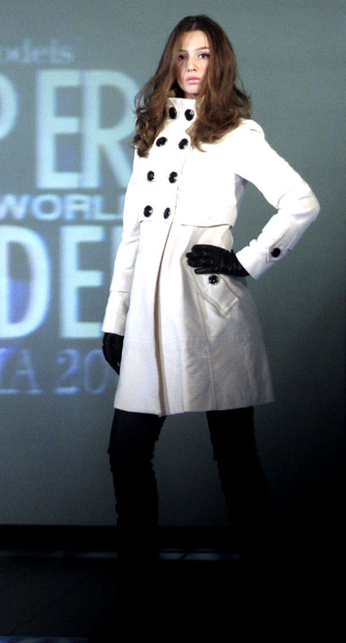  A model presents a creation during Albania's Supermodel contest in Tirana October 29, 2008. The winner, Dorela Hysa, will attend the Supermodel of the World contest in Budva, Montenegro in January 2009.