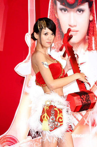 Taiwan actress Joe Chen poses at a press conference promoting the Internet video game '12 Sky 2' on October 28, 2008. Chen endorses the game. 