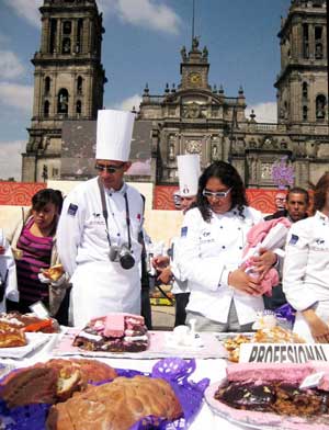 Bakers prepare &apos;dead bread&apos; at the Zocalo square during a bread-making contest special for the day of the dead in Mexico City Nov. 2, 2008.