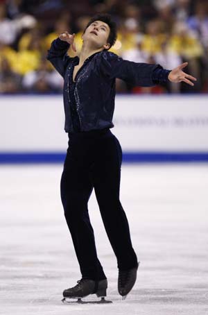 Canada's Patrick Chan competes in the men's free skate during Skate Canada International figure skating competition in Ottawa November 1, 2008. 