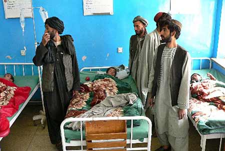 Afghan children receive treatment at a local hospital in Kandahar Nov. 5, 2008. 