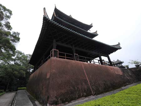 Photo taken on Nov. 5, 2008 shows the Zhenwu Pavilion in Rongxian County, Yulin, southwest China&apos;s Guangxi Zhuang Autonomous Region.