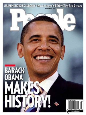 U.S. president-elect Barack Obama is shown on the cover of the new November 17, 2008 issue of People magazine in this photograph released by People November 5, 2008. [Xinhua]