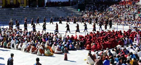 Local people celebrate after the coronation ceremony in Thimphu, Bhutan, Nov. 6, 2008.