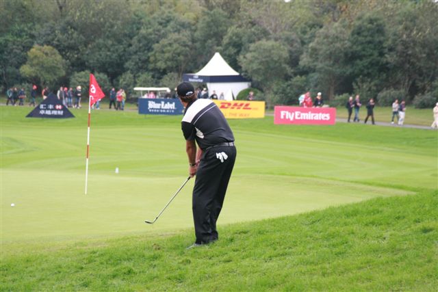 Phil Mickelson almost holed his eagle chip on 16, having previously almost holed his tee-shot.
