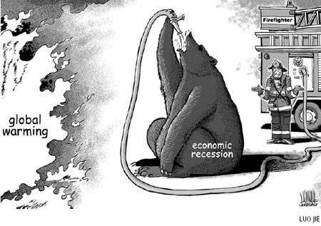 Global warming vs. Economic recession