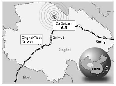Two hurt as earthquake hits Qinghai