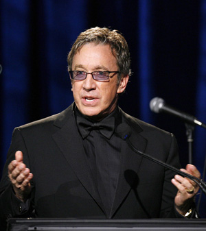 Actor Tim Allen addresses the crowd after being honored during a benefit for the Elton John AIDS foundation in New York November 11, 2008. 