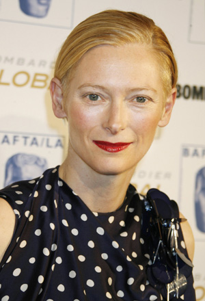 Scottish actress Tilda Swinton arrives at the British Academy of Film and Television Arts/Los Angeles 17th Annual Britannia Awards in Los Angeles, California November 6, 2008. Swinton is being honored with BAFTA's Britannia Award for British Artist of the Year. 