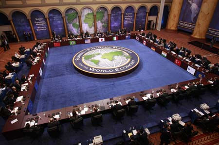 An overall view at the G20 Summit on Financial Markets and the World Economy at the National Building Museum in Washington, November 15, 2008. 