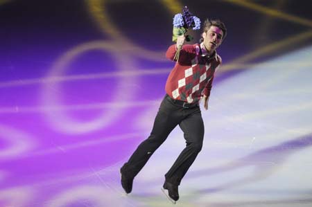 France's skater Brian Joubert performs during the gala exhibition at Bompard Trophy event at Bercy in Paris, November 16, 2008.[Agencies]