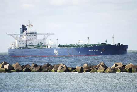 Saudi-owned crude oil supertanker 'Sirius Star' is seen in this photograph taken in Rotterdam on October 17, 2008.