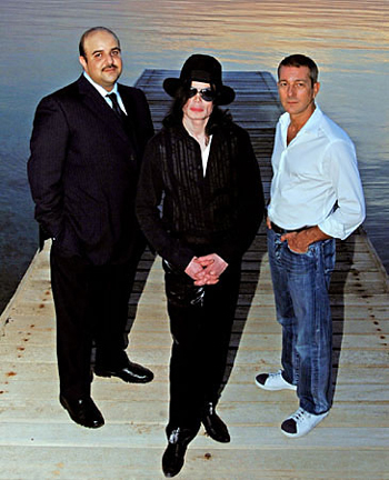 Sheikh Abdullah Bin Hamad Al Khalifa, Michael Jackson and Guy Holmes, the then appointed CEO for the two's joint-venture 2 Seas Records.