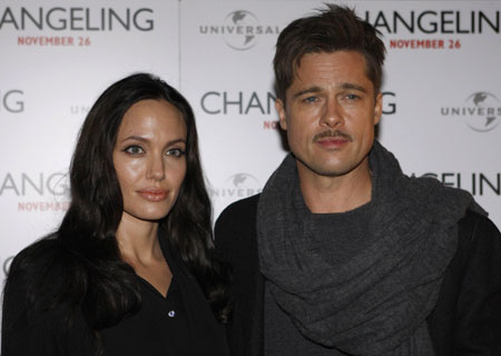 Actors Brad Pitt and Angelina Jolie arrive to promote their latest movie 'Changeling' in London November 17, 2008.