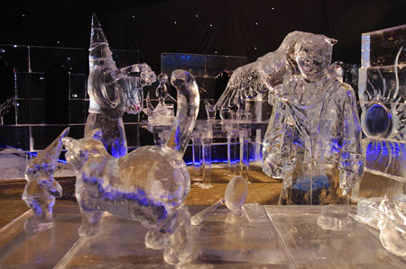 An ice sculpture of Harry Potter is seen at the Snow and Ice Sculpture Festival in Bruges November 18, 2008. The festival opens on November 21 and ends on January 11, 2009. 