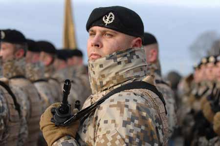 Latvian soldiers take part in the parade to mark the 90th anniversary of the country's independence, in Riga, capital of Latvia, Nov. 18, 2008. Latvia declared independence on Nov. 18, 1918 at the end of World War I. It joined the Soviet Union in 1940 and declared restoration of independence on Aug. 22, 1991, before the breakup of the Soviet Union. 