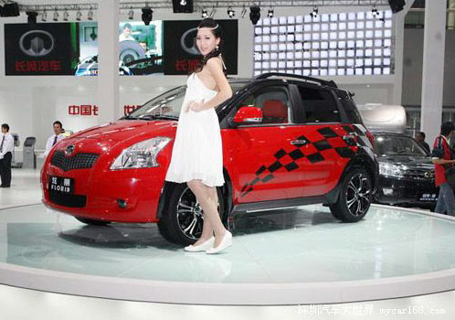 A model stands next to a car at the 6th Guangzhou International Automobile Exhibition in Guangzhou, South China's Guangdong Province, November 18, 2008.