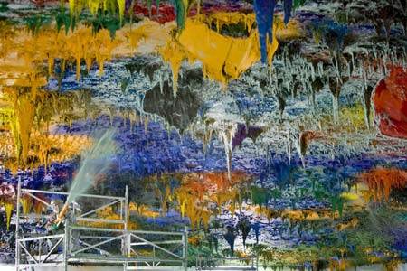 Spanish artist Miquel Barcelo works on his ceiling painting on the dome of Room XX at the European headquarters of the United Nations in Geneva in this undated handout photo. Barcelo was commissioned by Fundacion ONUART on the sixtieth anniversary of the Universal Decloration of Human Rights to undertake the most extensive work of art in the history of the United Nations at the venue for the Human Rights Council which will be inaugurated on November 18, 2008 by UN Secretary General Ban Ki-Moon.