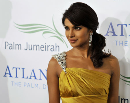 Bollywood actress and former Miss World Priyanka Chopra arrives for the grand opening of Atlantis, The Palm in Dubai November 20, 2008. The $1.5 billion mega resort with 1,539 rooms is the first resort to open on Dubai's man-made Palm Jumeirah island. 