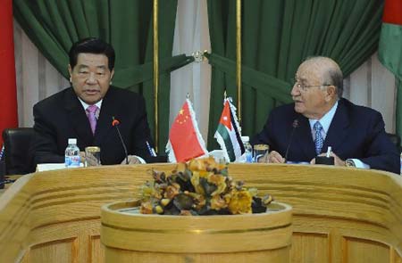 China's top political advisor Jia Qinglin said in Amman Sunday that China is ready to make continuous efforts to promote the development of Sino-Jordanian substantial cooperation in various fields. Jia, chairman of the National Committee of the Chinese People's Political Consultative Conference (CPPCC), made the remarks during his talks with Jordanian Senate President Zaid Al Rifaee.