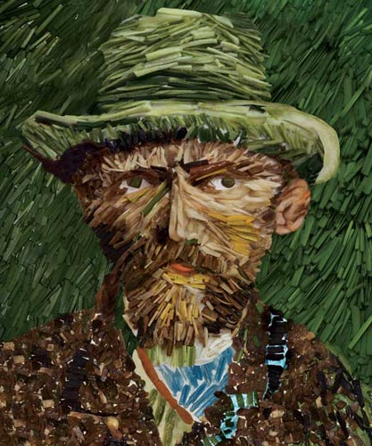 Vincent Van Gogh Made of Leek, A Van Gogh self-portrait recreated with spring onions by Chinese artist Ju Duoqi. 