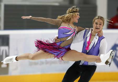 Alexandra Zaretski and Roman Zaretski of Israel perform in the Ice Dancing Original Dance during the ISU Grand Prix of Figure Skating Cup of Russia in Moscow Nov. 22, 2008. 