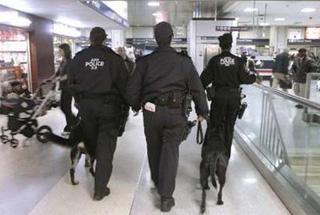 Amtrak Police officers move through New York's Penn Station November 26, 2008. [Brendan McDermid/REUTERS] 