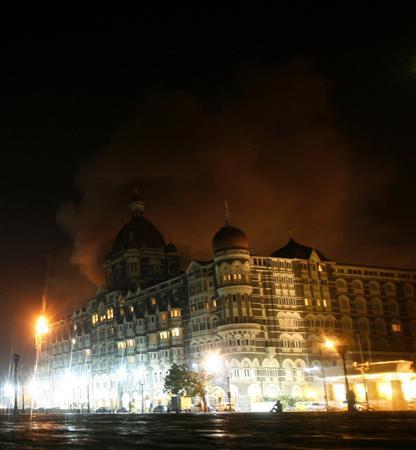 Smoke is seen coming from Taj Hotel in Mumbai November 27, 2008. 