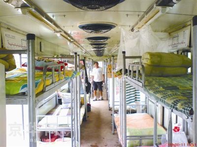 Subway cars converted into students' dorms