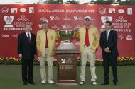 The triumphant Swedish duo of Karlsson and Stenson, resplendent in the golden jackets of the World Cup Winners.