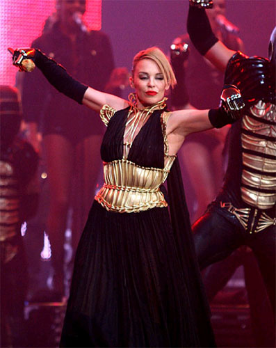 Australian pop star Kylie Minogue performs at the Workers' Indoor Arena in Beijing on December 1, 2008. 