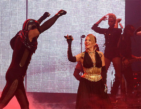 Australian pop star Kylie Minogue performs at the Workers' Indoor Arena in Beijing on December 1, 2008. 