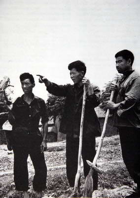 Three of the 18 farmers who took the first step of signing a contract in December 1978 when China implemented the agricultural family contract system at Xiaogang, in Fengyang City, Anhui. Farmland was firstly distributed to individual peasants' families.