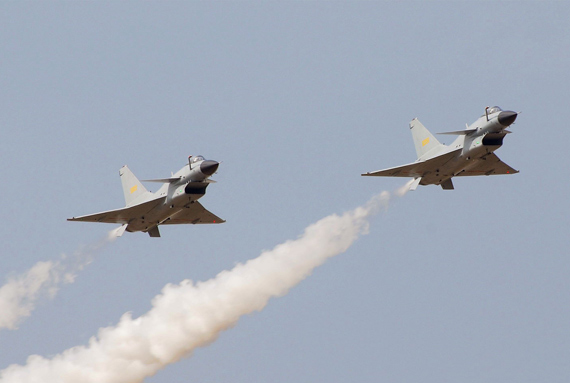 J-10 fighters at an air show.