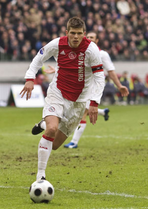 Ajax Amsterdam's Klaas-Jan Huntelaar is seen on this Feb. 2, 2008 file picture during a soccer match against Feyenoord in Amsterdam. 