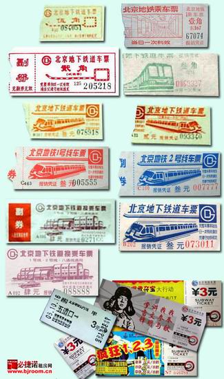 Beijing subway tickets at different times.