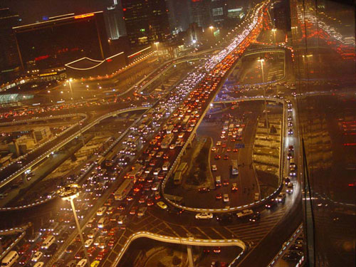 Contemporary traffic conditions in Beijing.