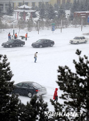 Heavy snow hit Hailaer, northeast China's Heilongjiang Province, on December 3, 2008.