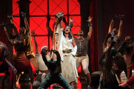 Performers stage the United States Broadway classic musical 'Aida' in Tianjin, north China, Dec. 3, 2008.