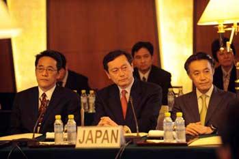 Envoys from Japan are seen during a fresh round of talks on the denuclearization of the Democratic People's Republic of Korea (DPRK) in the Diaoyutai State Guesthouse in Beijing, on Dec. 8, 2008.