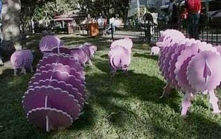 Israelis walking on the streets of Tel-Aviv have recently found themselves bumping into pink styrofoam sheep in squares and parks across the city. 